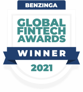 benzinga global fintech awards winner badge for 2021